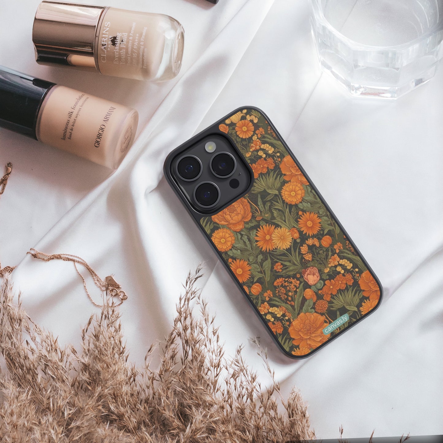 Canvasly Unbreakable Glass Case | Floral Case - A006